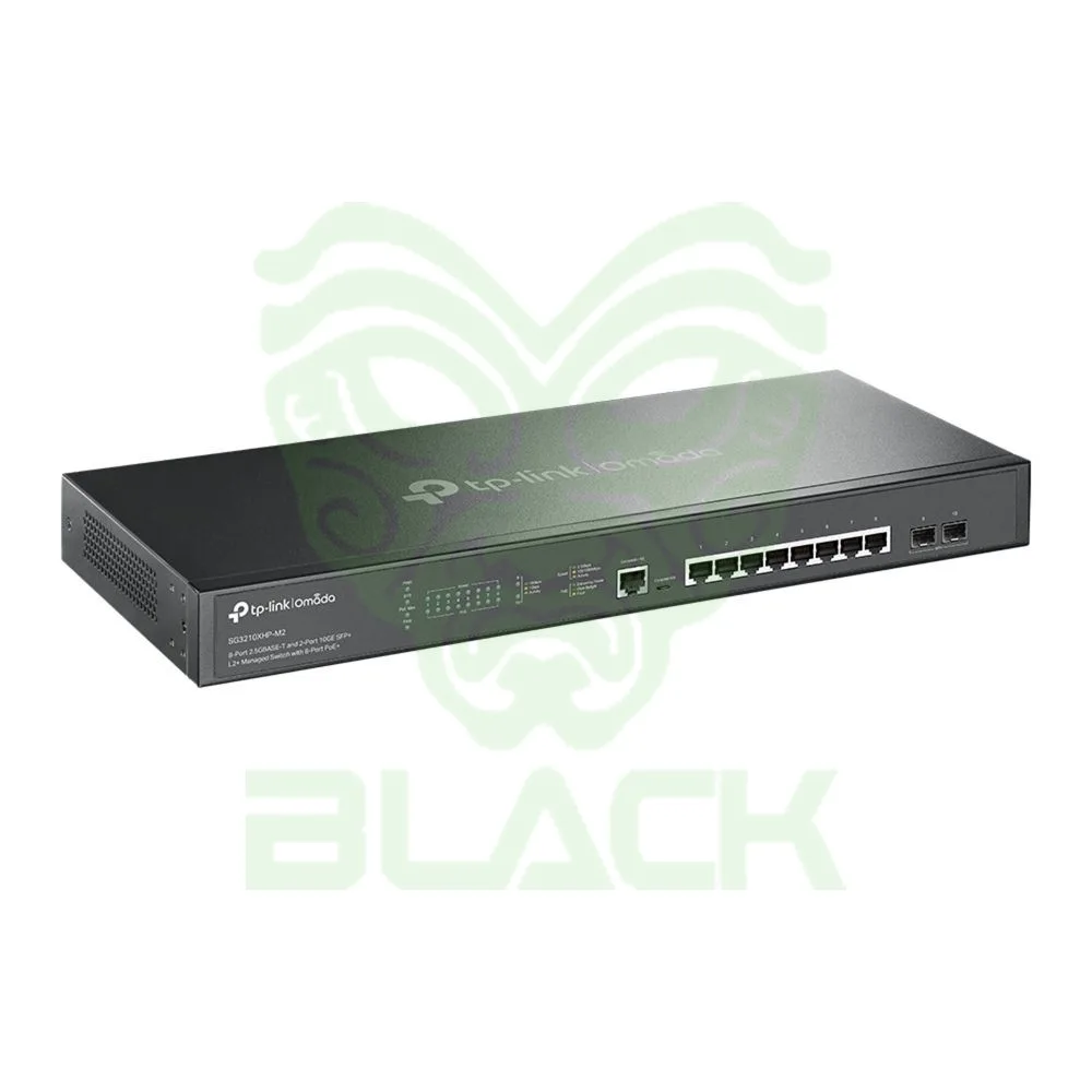 TP-LINK OMADA SG3210XHP-M2 DISPOSITIVO DE RED ADMINISTRADO L2+ 2.5G ETHERNET (100/1000/2500) ENERGÍA SOBRE ETHERNET (POE) 1U NEGRO. OMADA 8-PORT 2.5GB