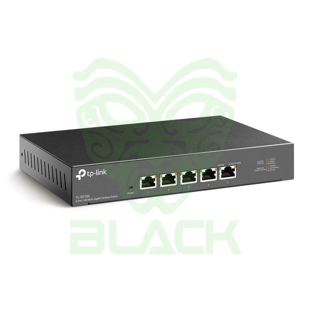 TP-LINK TL-SX105 DISPOSITIVO DE RED NO ADMINISTRADO 10G ETHERNET (100/1000/10000) NEGRO. 5-PORT 10G MULTI-GIGABIT DESKTOP SWITCH