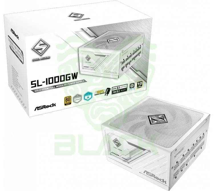 FUENTE 1000W ASROCK 80+ GOLD STEEL LEGEND WHITE FULL MODULAR ATX 3.1 PCIE 5.1 CYBENETICS PLATINUM
