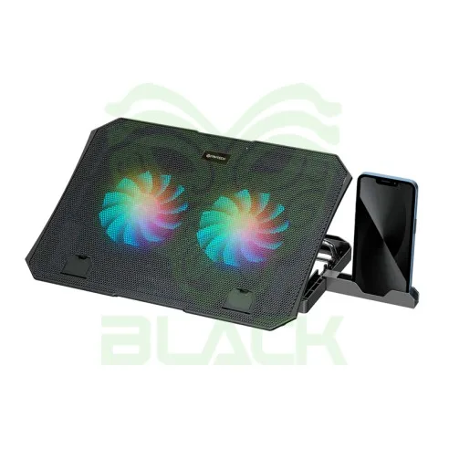 BASE REFRIGERANTE PARA NOTEBOOK FANTECH NC14 BLACK ALTURA AJUSTABLE RGB + SOPORTE CELULAR