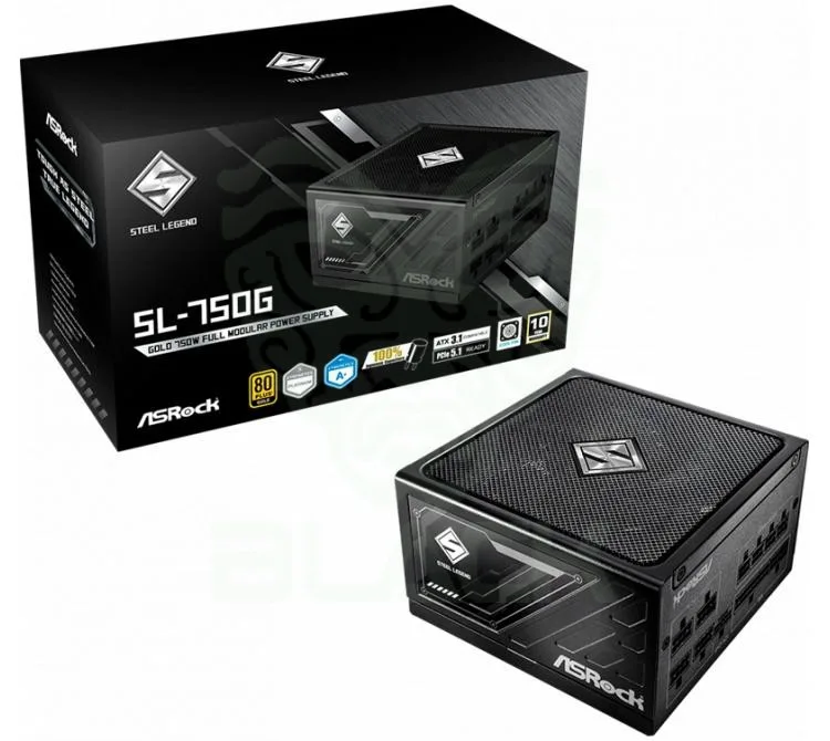 FUENTE 750W ASROCK 80+ GOLD STEEL LEGEND FULL MODULAR ATX 3.1 PCIE 5.1 CYBENETICS PLATINUM