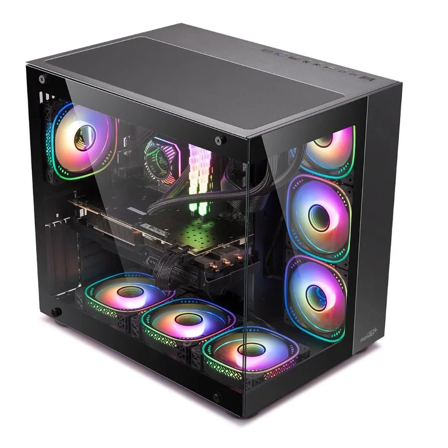 GABINETE SENTEY (GS-8200) LATERAL ACRILICO NEGRO X7 FAN ARGB