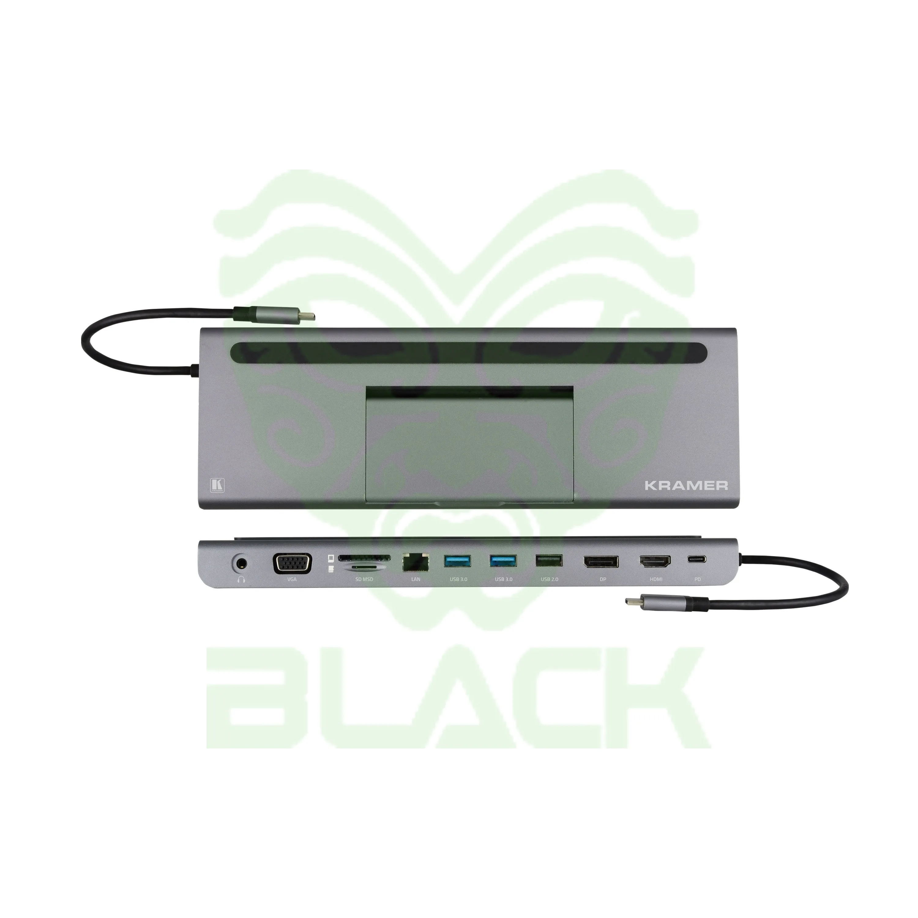DOCKING STATION USB–C - SALIDA HDMI 4K - SALIDA DISPLAYPORT 4K- SALIDA VGA - PUERTO DE CARGA Y DATOS USB 3.0 - PUERTO ETHERNET -PUERTO DE DATOS USB–C
