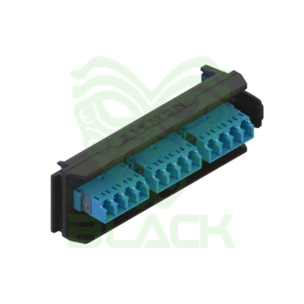 Fiber, Adapter Plate, Lightverse, 12 Fiber, Lc Shutter, Flat, Green Adapter, Black Housing, Ceramic Sleeve
