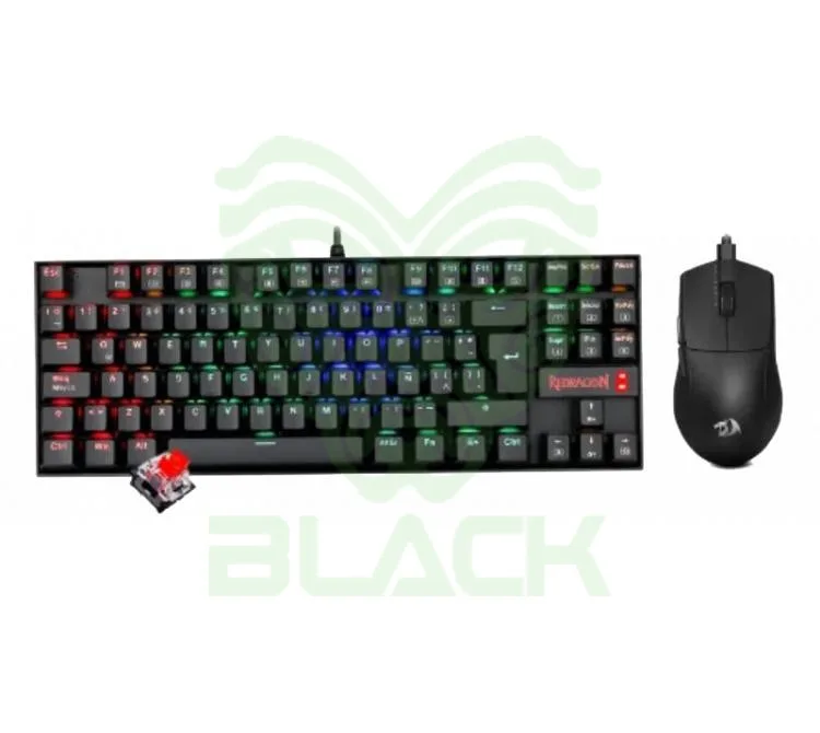 TECLADO REDRAGON COMBO REDRAGON S145 MECANICO KUMARA K552 RGB OUTEMU RED + MOUSE REDRAGON M724 BLACK