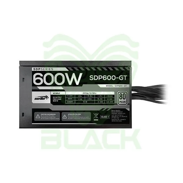 FUENTE 600W SENTEY SDP600-GT 80+ WHITE CERTIFICADA ATX NEGRO
