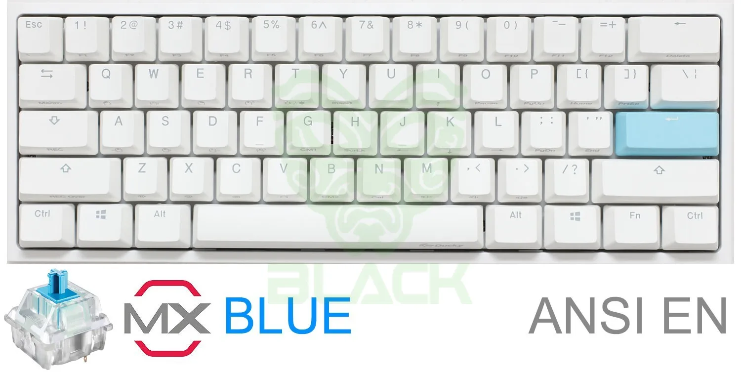 TECLADO GAMER DUCKY ONE 2 MINI PURE WHITE BLANCO RGB CHERRY BLUE RGB DOUBLE SHOT PBT MECANICO