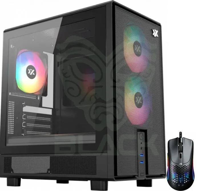 GABINETE XYZ ATOM BLACK 3X120MM ARGB FANS MESH BLACK USB-C GEN2 VIDRIO TEMPLADO