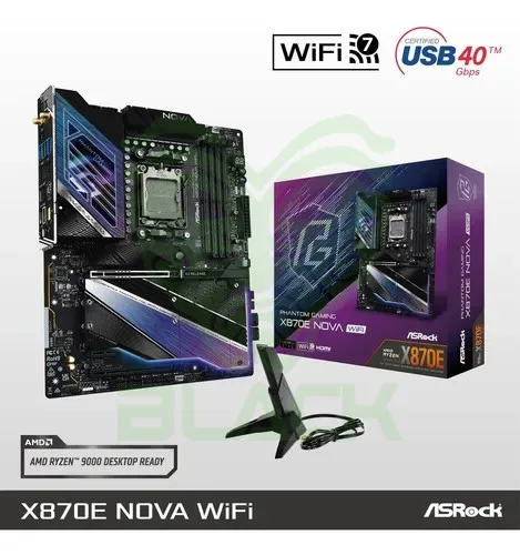 KIT MOTHER ASROCK X870E NOVA WIFI + PROCESADOR AMD RYZEN 9 9900X 5.6GHZ TURBO AM5 - NO INCLUYE COOLER