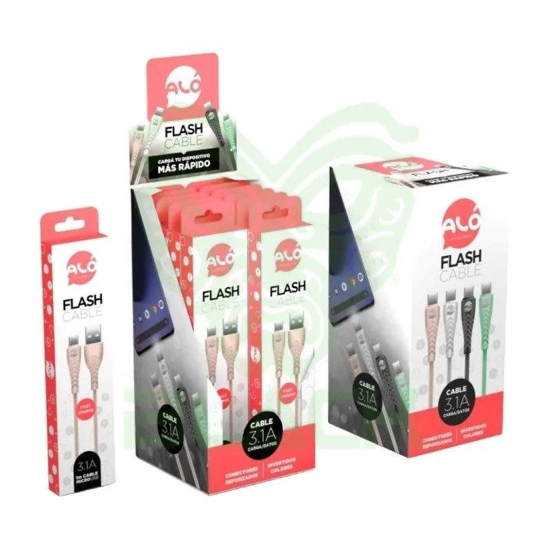 Cable Alo Flash USB A Lightning X12 Unidades La Caja Colores Varios