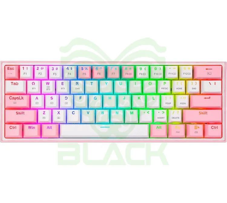 TECLADO MECANICO REDRAGON FIZZ PRO K616 WIRELESS RGB 60% WHITE/PINK