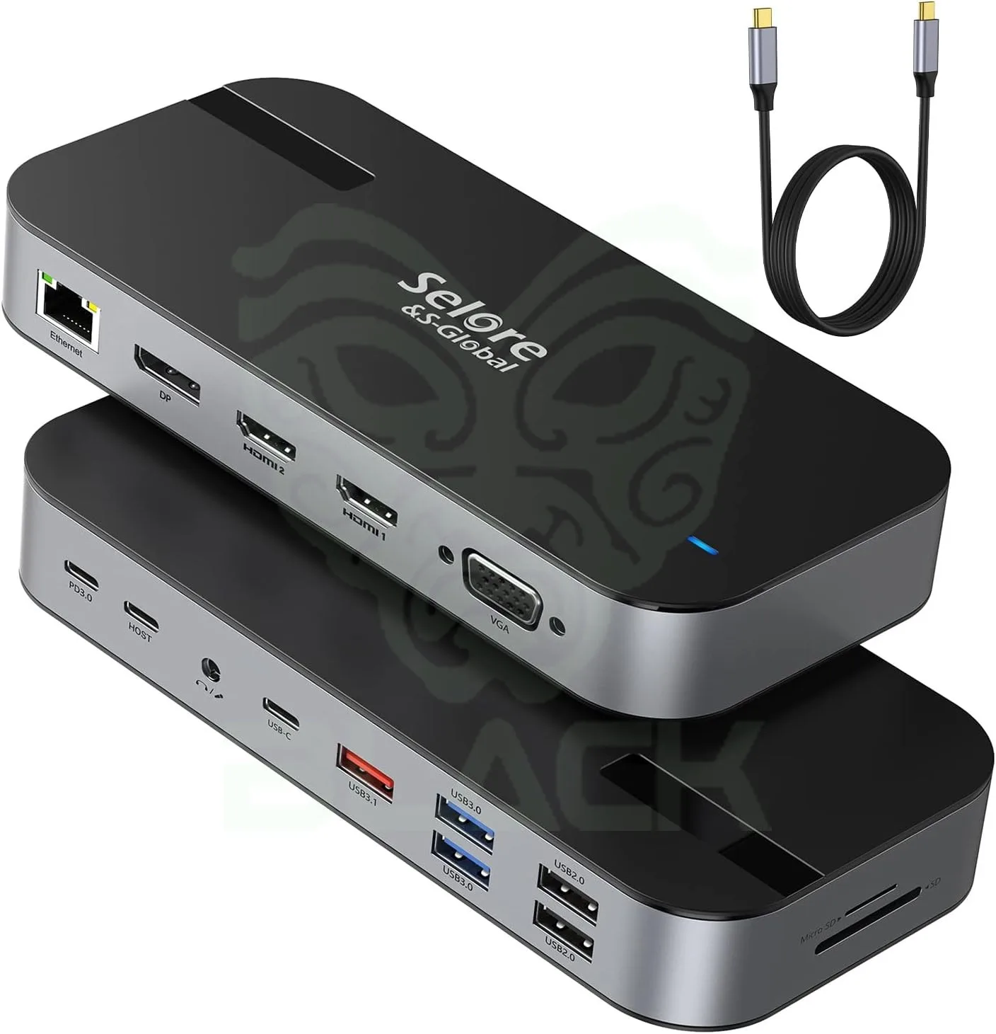 Docking Station Usb–c - Salida HDMI 4k - Salida Displayport 4k- Salida VGA - Puerto De Carga Y Datos USB 3.0 - Puerto Ethernet -puerto De Datos Usb–c Y Paso De Carga-puertos Sd Y Microsd