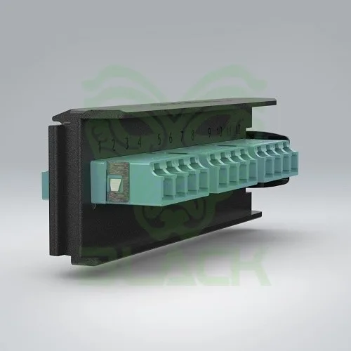 Fiber, Adapter Plate, Lightverse, 12 Fiber, Lc Shutter, Flat, Green Adapter, Black Housing, Ceramic Sleeve
