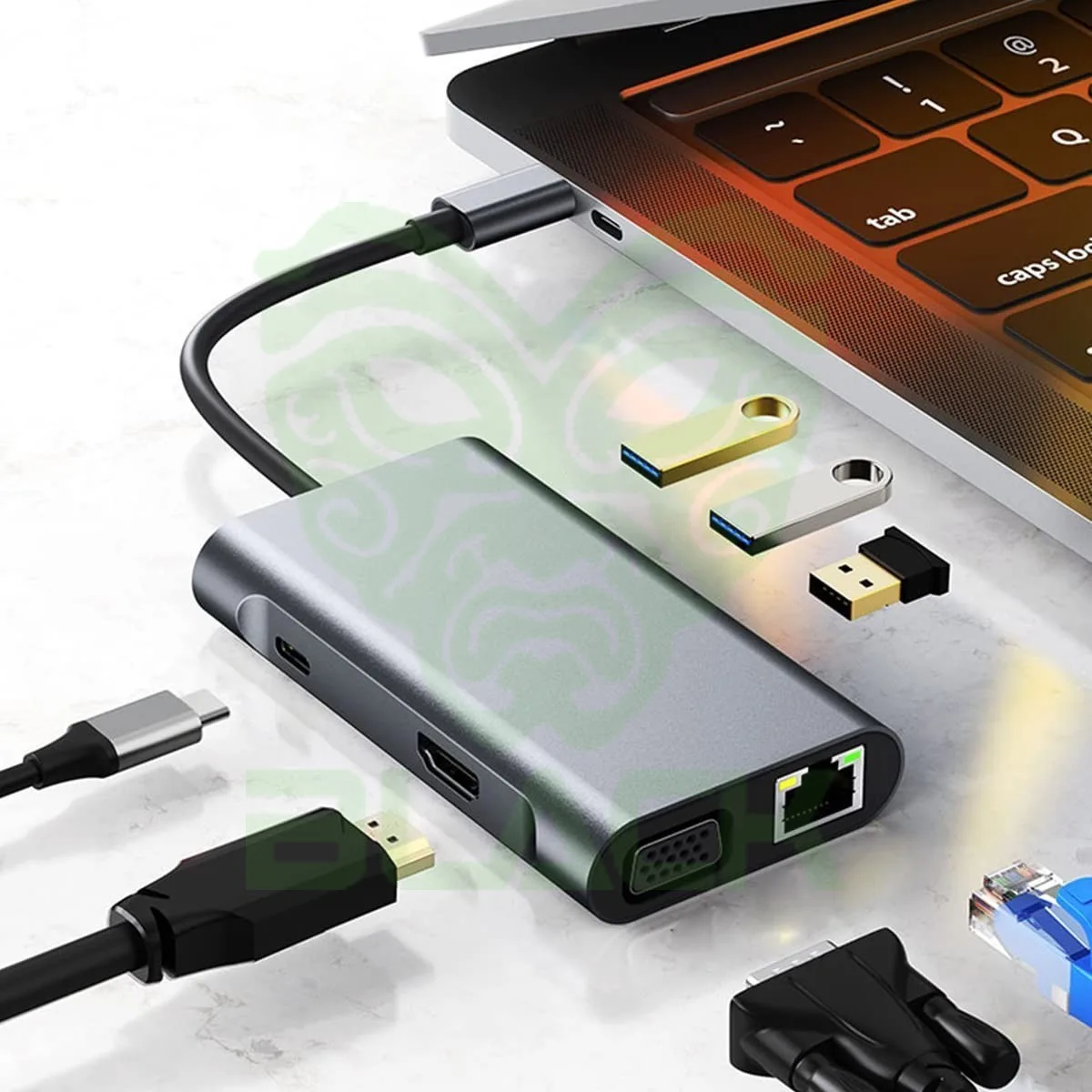 Portable Docking Station - Adapter USB Type-c To USB Type-c-hdmi-dp-rj45-usb-pd-audio 3-5