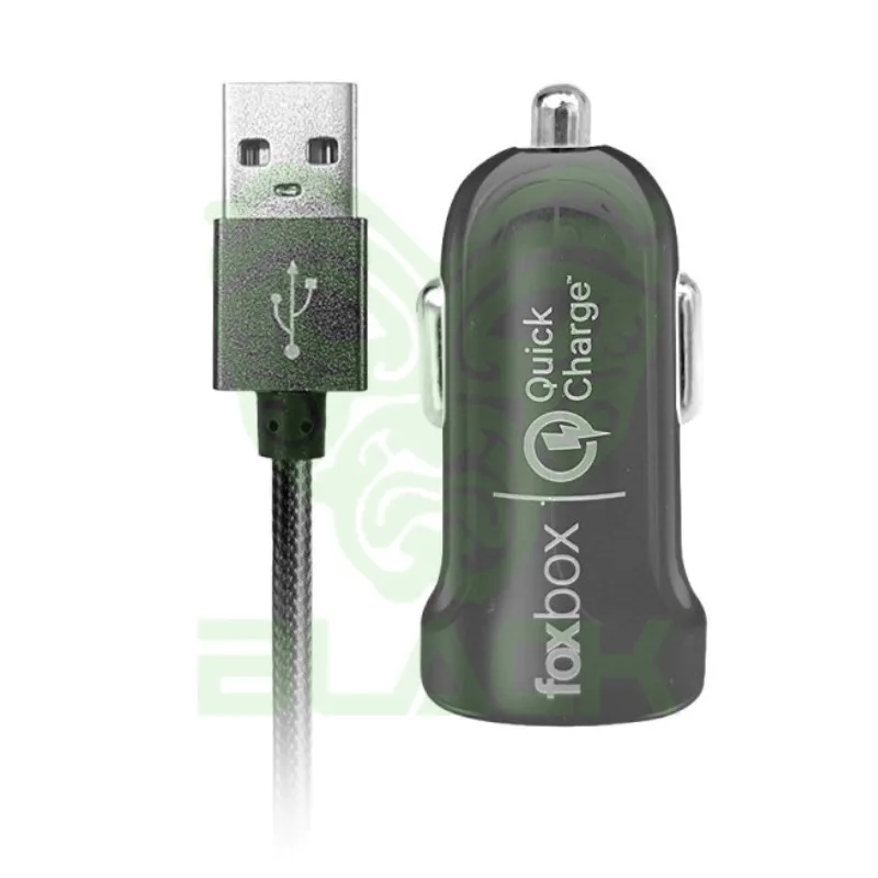 Cargador Para Auto Foxbox Way Qc-con Cable Usblightning Negro