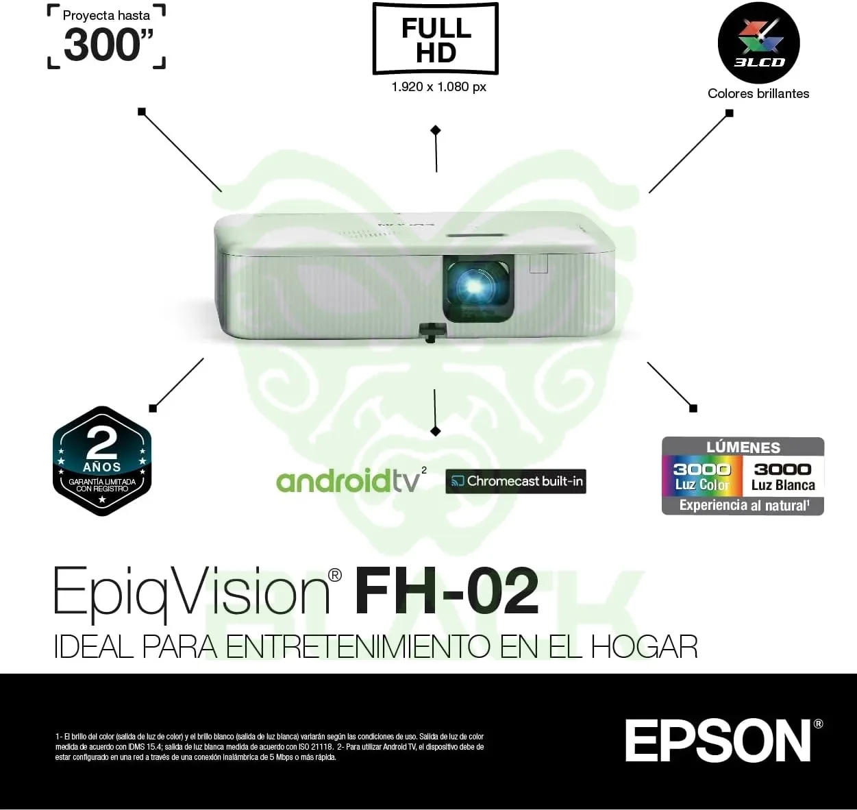 Proyector Epson Epiqvision CO-FH02 3000l Full Hd