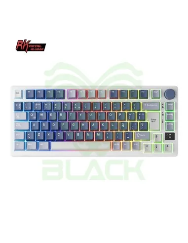 TECLADO ROYAL KLUDGE RKM75 WIRELESS OCEAN BLUE SWITCH SILVER 75%