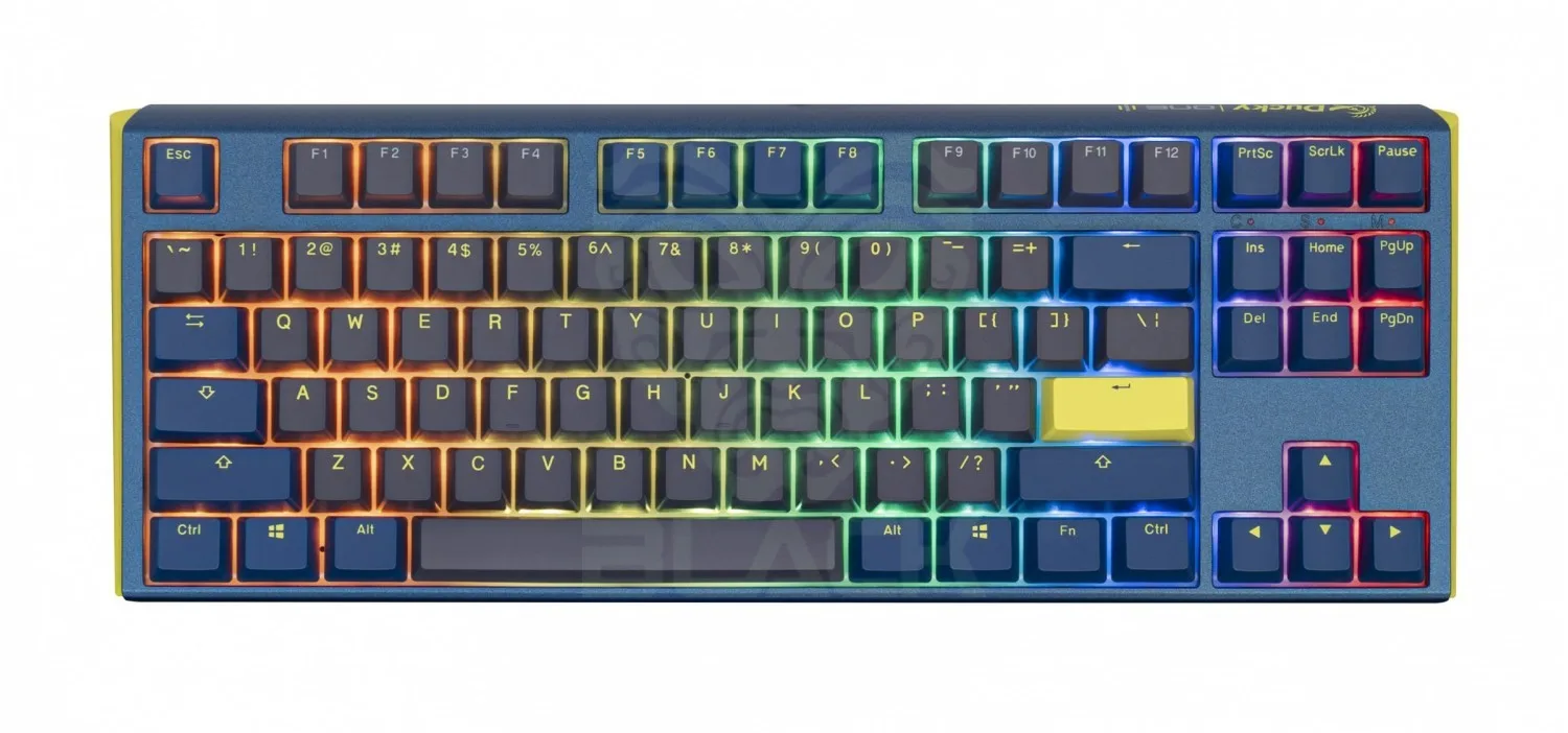 Teclado Mecanico Ducky One 3 Tkl Daybreak Teclas Azules Interruptor Azul Ingles Pbt Doble Disparo Sin Costuras Estuche Superior Azul Estuche Inferior