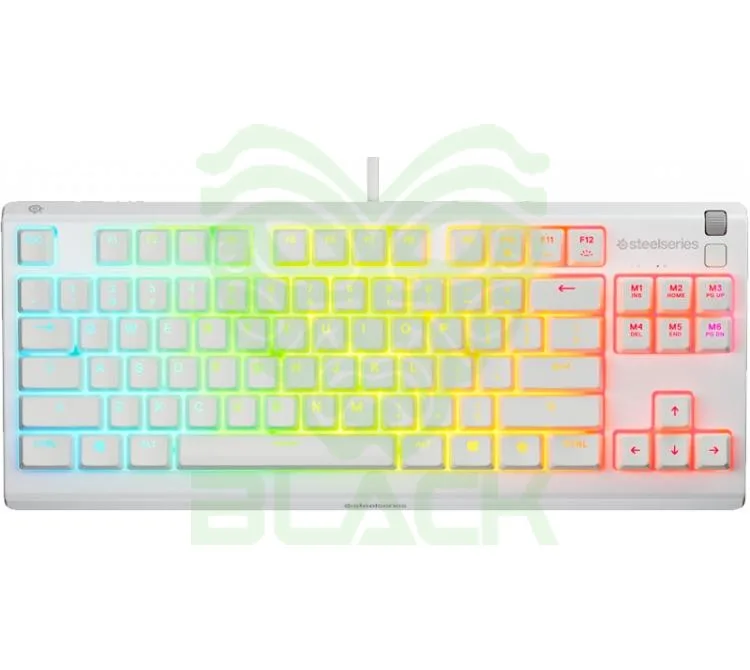TECLADO STEELSERIES APEX 3 TKL SWITCH WHISPER-QUIET IP32 WATER RESISTANT WHITE RGB
