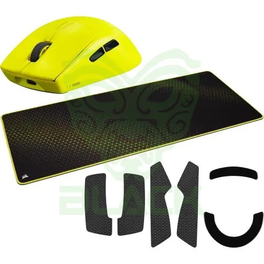 Mouse Corsair M75 Launch Edition Slipstream Wireless 2.4GHz Bluetooth Yellow RGB 26k 89g 105hs + Mouse Pad Corsar Xl Launch Edition 900x400mm