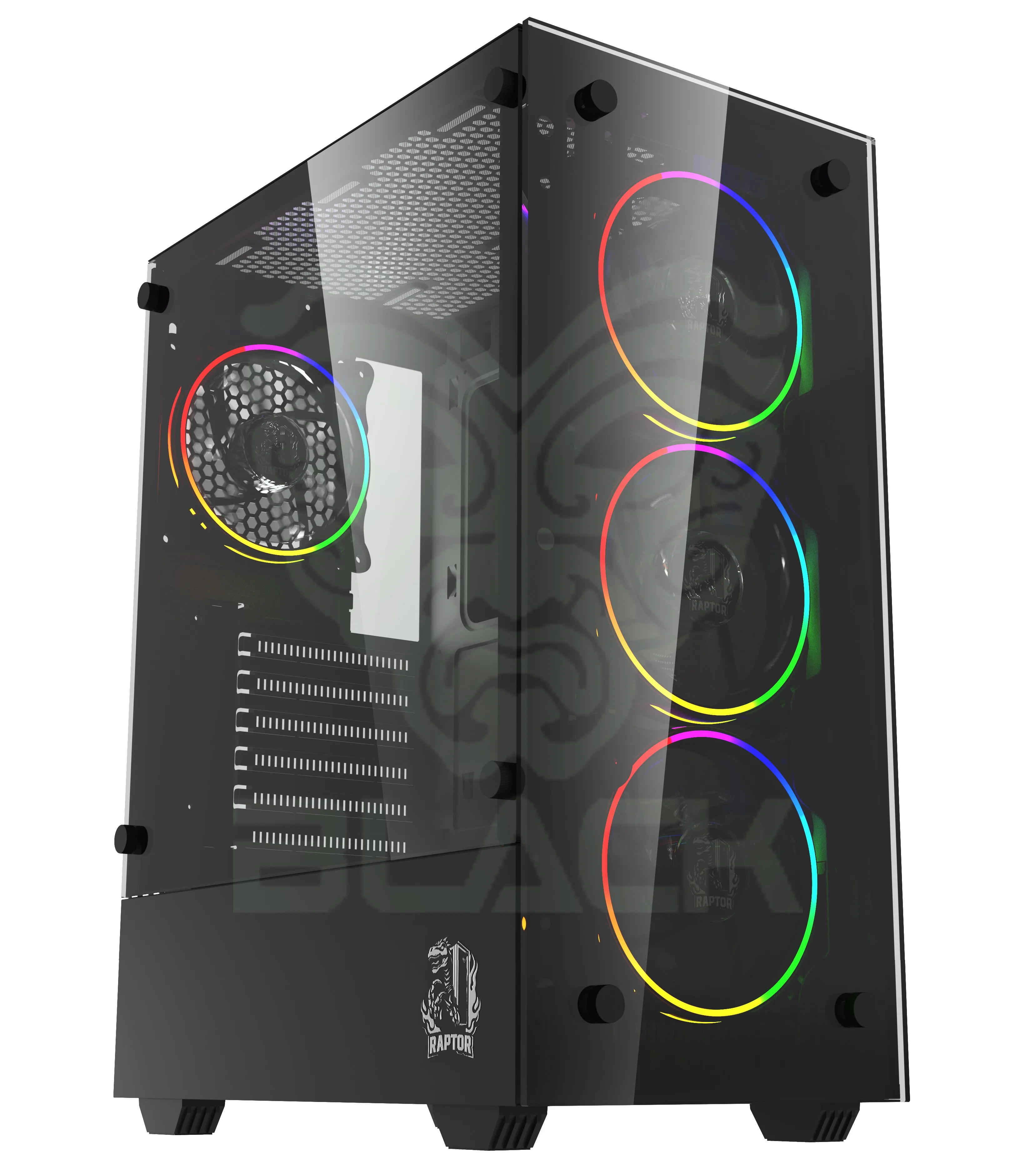 Gabinete Raptor Sentinel Tg Mid-tower RGB Fan X4 W/Button Control