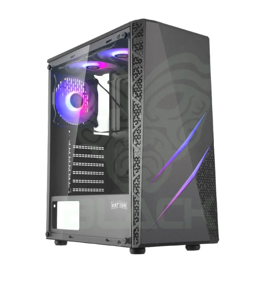 GABINETE RAPTOR BLAZE FORCE V2 TG MID-TOWER RGB FAN X3 W/BUTTON CONTROL