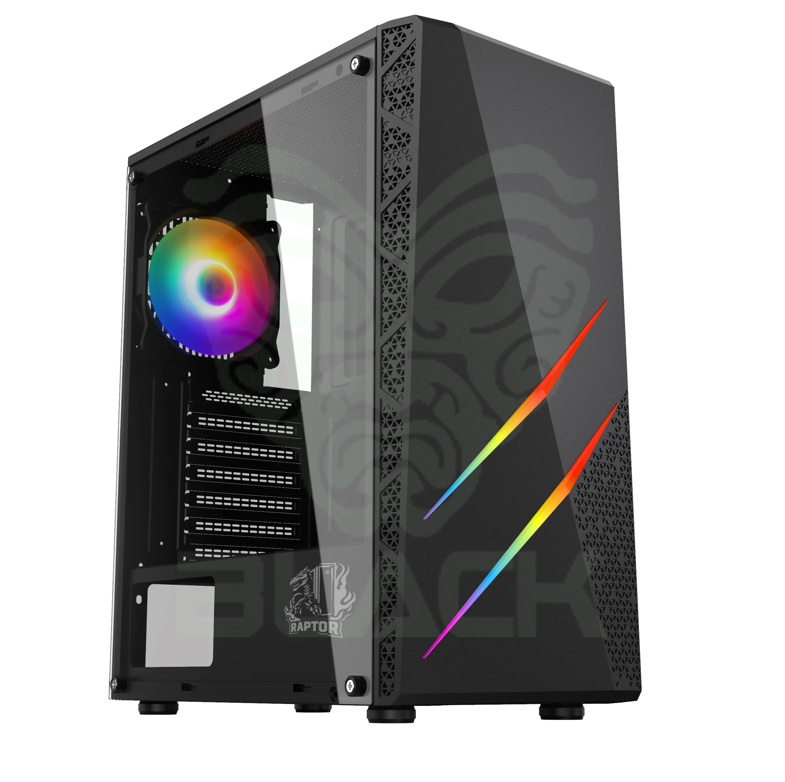 Gabinete Raptor Blaze Force Tg Mid-tower RGB Fan X1 W/Button Control