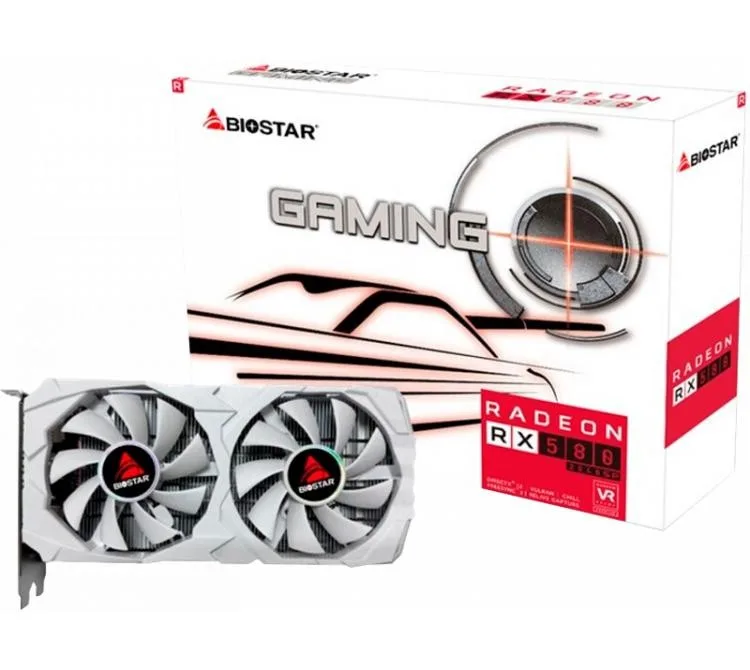 Placa De Video Biostar Radeon Rx 580 8GB Gddr5 2048sp 256bit Gaming White Edition