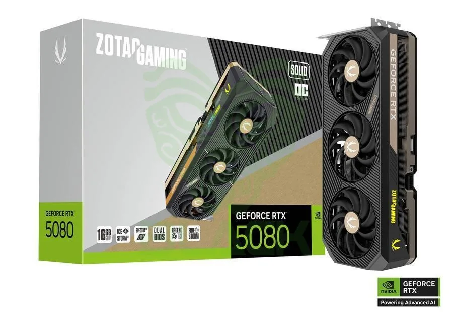 PLACA DE VIDEO ZOTAC GEFORCE GAMING RTX 5080 SOLID OC 16GB GDDR7