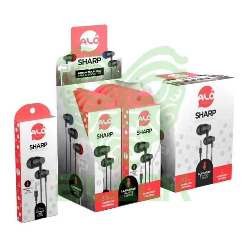 Auricular Alo Sharp X 12 Unidades La Caja Colores Varios