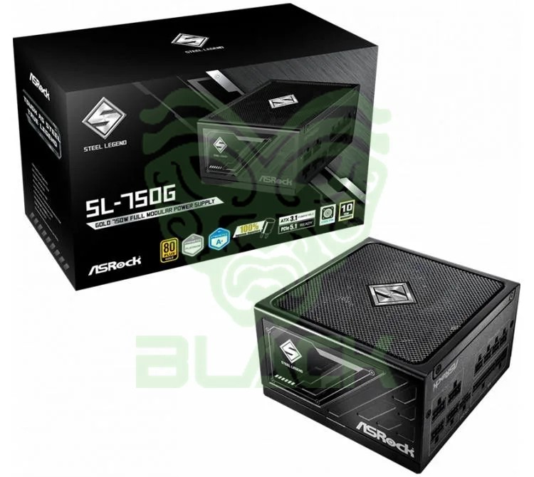 FUENTE 750W ASROCK 80+ GOLD STEEL LEGEND FULL MODULAR ATX 3.1 PCIE 5.1 CYBENETICS PLATINUM