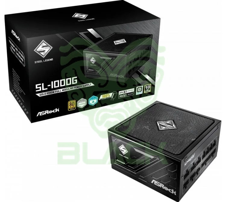 FUENTE 1000W ASROCK 80+ GOLD STEEL LEGEND FULL MODULAR ATX 3.1 PCIE 5.1 CYBENETICS PLATINUM