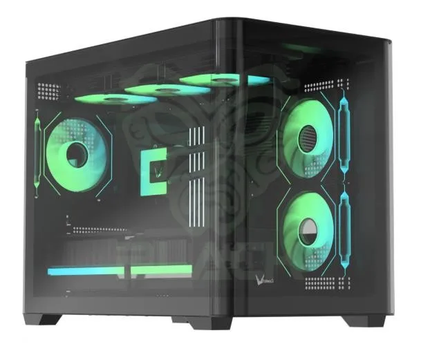 Gabinete Formula V Line Crystal U2m Floe Black Sin Controladores RGB MATX 3 Fans Floe 12bk A