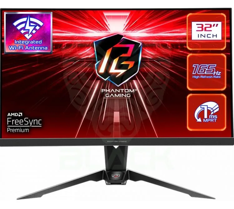 MONITOR GAMER ASROCK PHANTOM PG32QF2B 31.5" VA QHD 1440P 165HZ FREESYNC ANTENA WIFI INTEGRADA