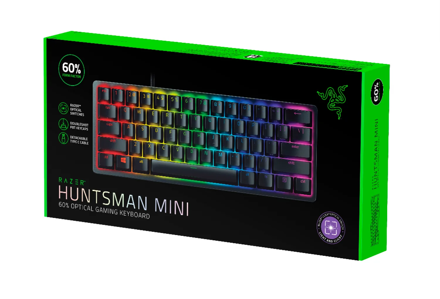Teclado Razer Huntsman Mini 60% Optical Purple Switch Spanish Layout