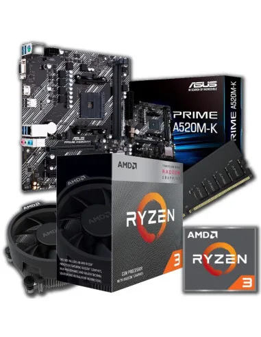COMBO ACTUALIZACIÓN AMD RYZEN 5 3400G + 16GB 3200MHZ + MB A520M + COOLER