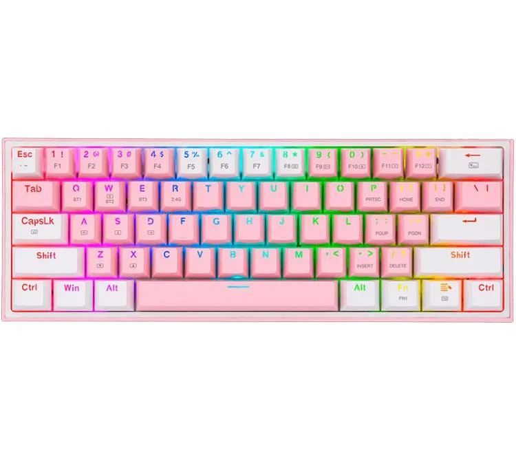 TECLADO MECANICO REDRAGON K617 FIZZ 60% PINK/WHITE RGB