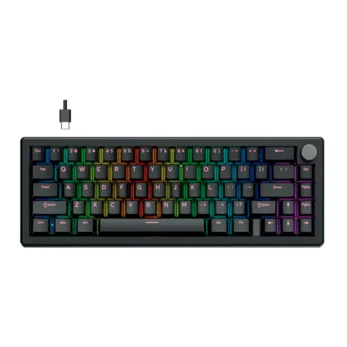 TECLADO MECÁNICO FANTECH ATOM X66 MK614 RETRO - BLACK (ICE APRICOT SWITCH) 65% HOT-SWAP RGB USB-C