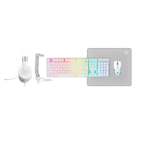 TECLADO FANTECH COMBO 5 EN 1 FANTECH POWER P51 WHITE (+ MOUSE + MOUSEPAD + AURICULAR + SOPORTE)