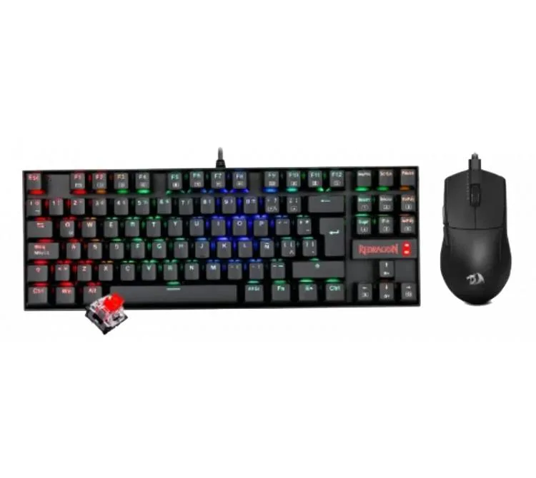 TECLADO REDRAGON COMBO REDRAGON S145 MECANICO KUMARA K552 RGB OUTEMU RED + MOUSE REDRAGON M724 BLACK