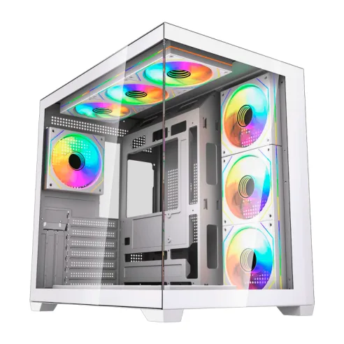 Gabinete Fantech Lumina X Cg85x White ATX Panorámico 6 Fans ARGB Gabinete Fantech Lumina X Cg85x White ATX Panorámico 6 Fans ARGB