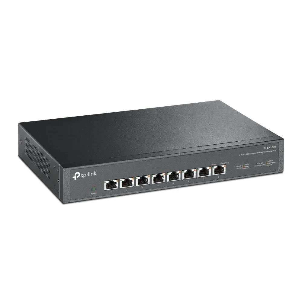 TP-LINK TL-SX1008 DISPOSITIVO DE RED NO ADMINISTRADO 10G ETHERNET (100/1000/10000) 1U NEGRO. 8-PORT 10G MULTI-GIGABIT DESKTOP/RACKMOUNT SWITCH