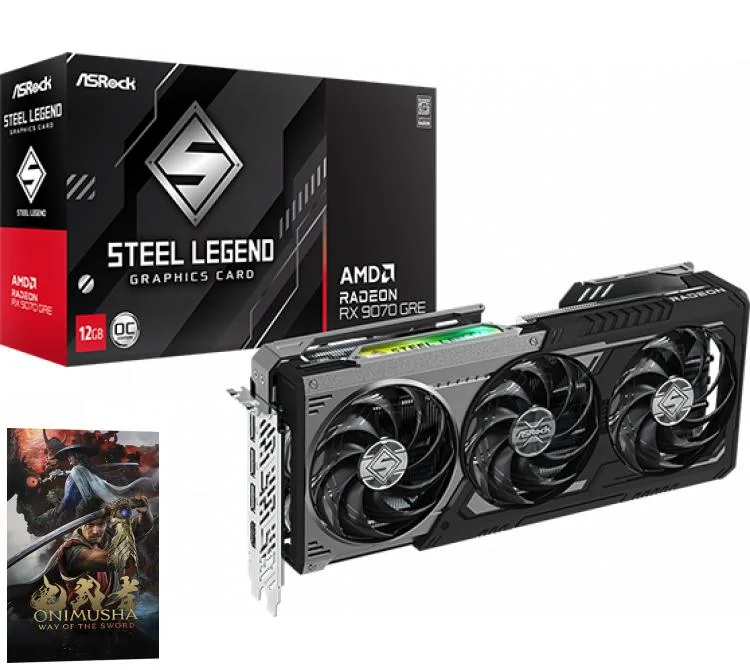 PLACA DE VIDEO RX 9070 GRE 12GB ASROCK GDDR6 STEEL LEGEND DARK