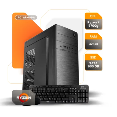 PC GAMER AMD RYZEN 7 5700G 32GB SSD 960GB A520 GAB KIT + REGALO TECLADO Y MOUSE