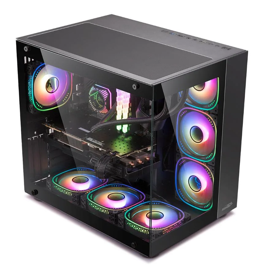 GABINETE SENTEY (GS-8200) LATERAL ACRILICO NEGRO X7 FAN ARGB