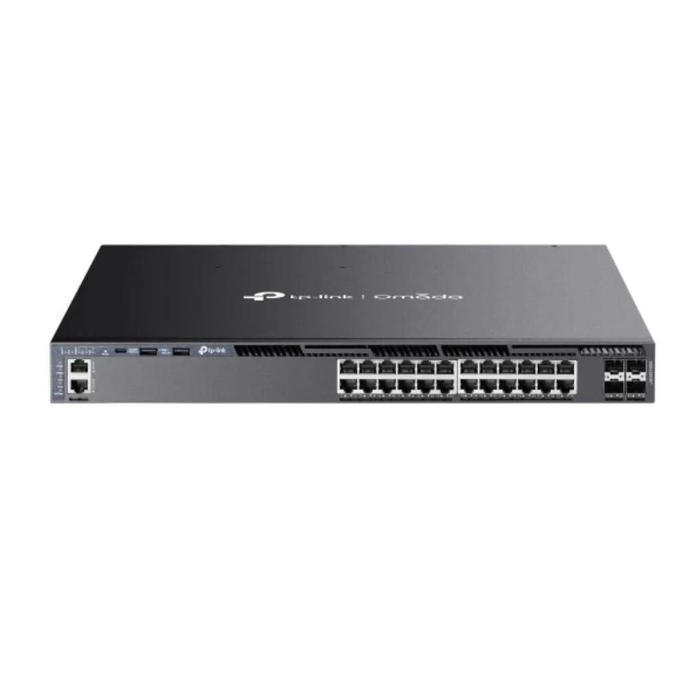 TP-LINK OMADA SG6428XHP DISPOSITIVO DE RED ADMINISTRADO L3 GIGABIT ETHERNET (10/100/1000) ENERGÍA SOBRE ETHERNET (POE) 1U NEGRO