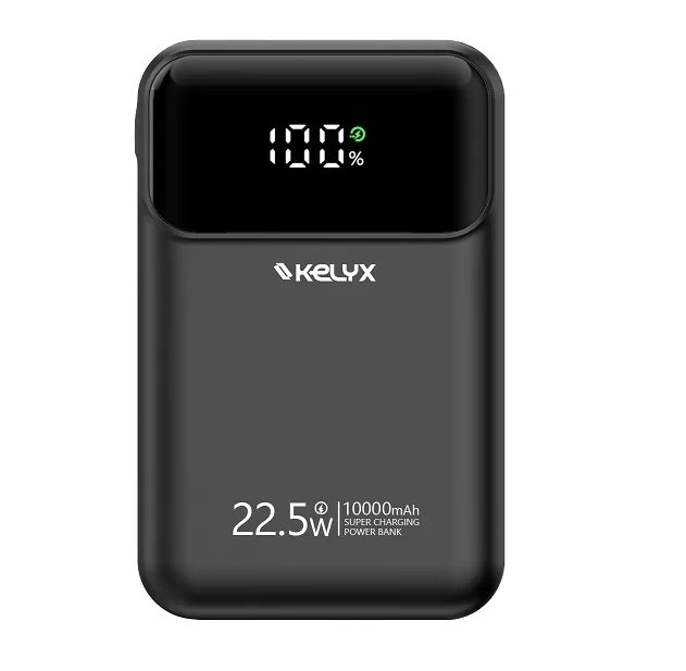POWER BANK KELYX MINI 10000 MHA TYPE-C+USB+LIGHTNING FAST CHARGE 22.5W BLACK