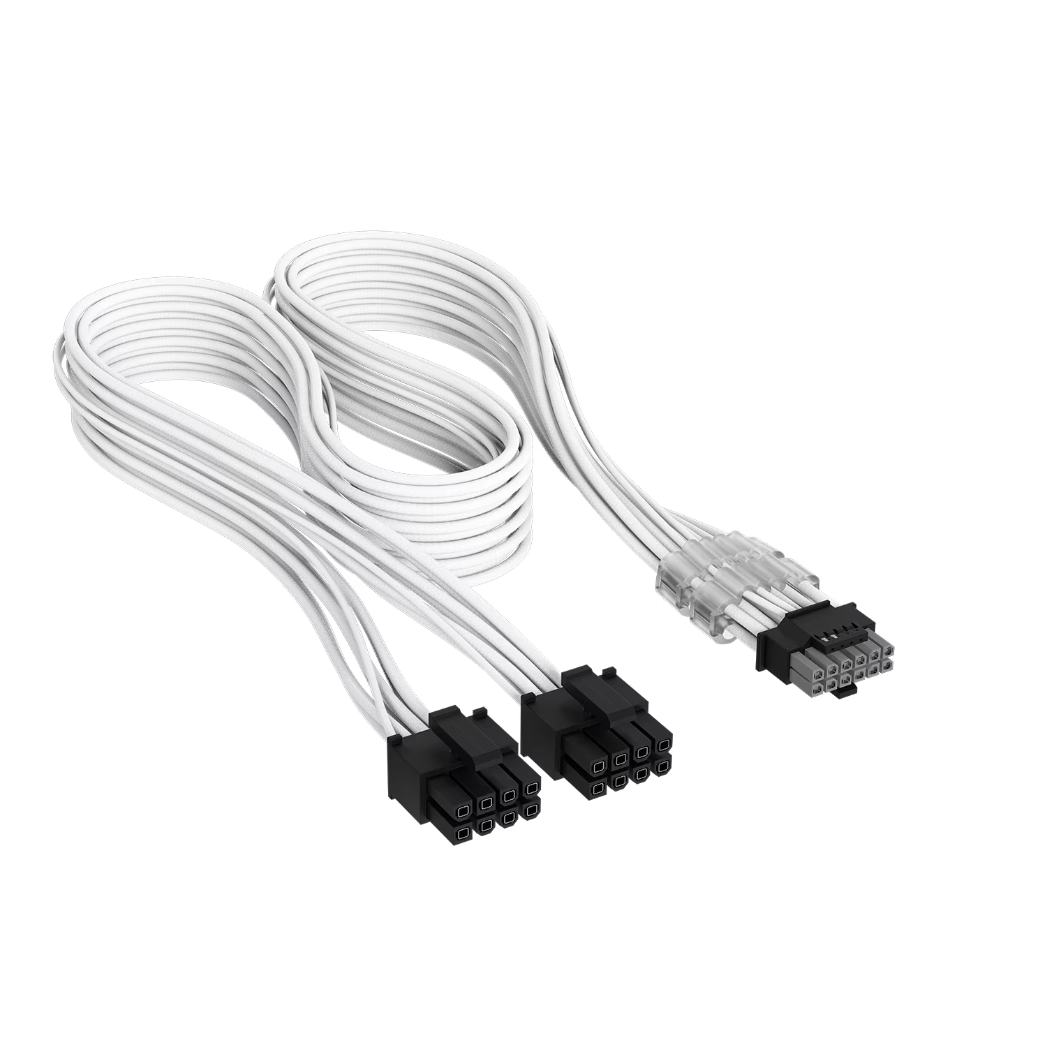 CABLE PREMIUM CON FUNDA 2X 8-PIN PCIE 12V Y 2X6 600W TYPE 4 BLANCO