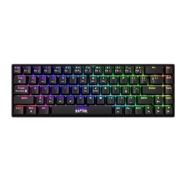 TECLADO GAMER RAPTOR FIRECLAW M68 WIRELESS MECANICO RETROILUMINADO RED OUTEMU
