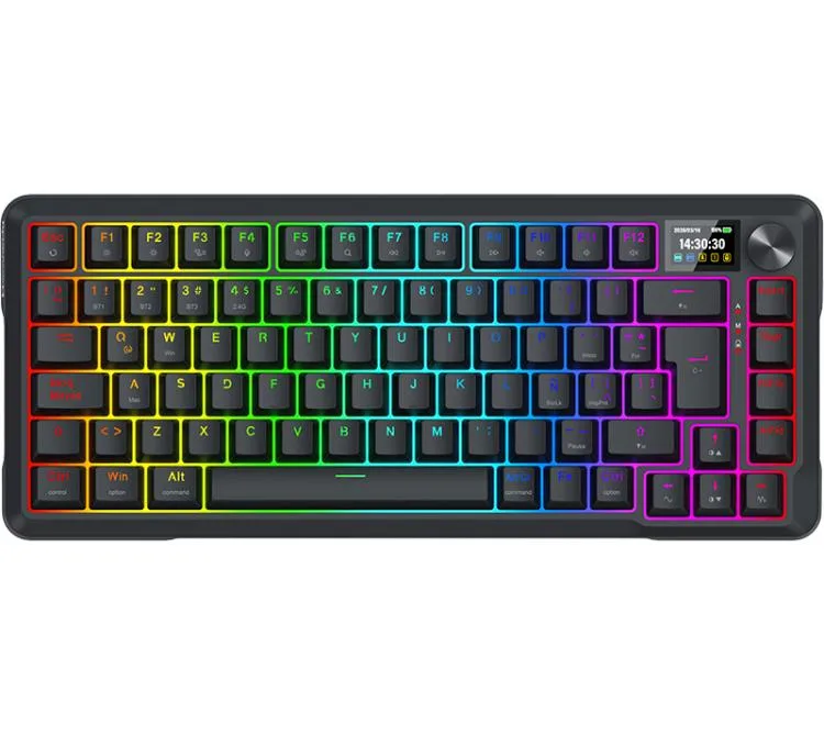 TECLADO MECANICO REDRAGON UCAL K724 PRO WIRELESS 2.4GHZ BLUETOOTH 5.0 YOLK SWITCH BLACK ESP RGB LCD